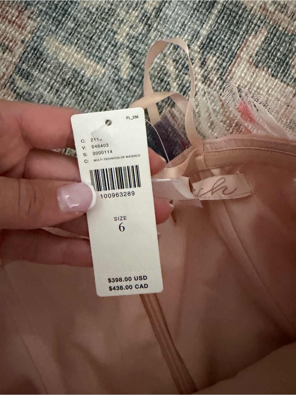 Anthropologie Multicolor Watercolor Midi Dress with Belt - Picture 3 of 3